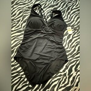 Jantzen Black Women's One-Piece Swimsuit sz 14 NWT!!